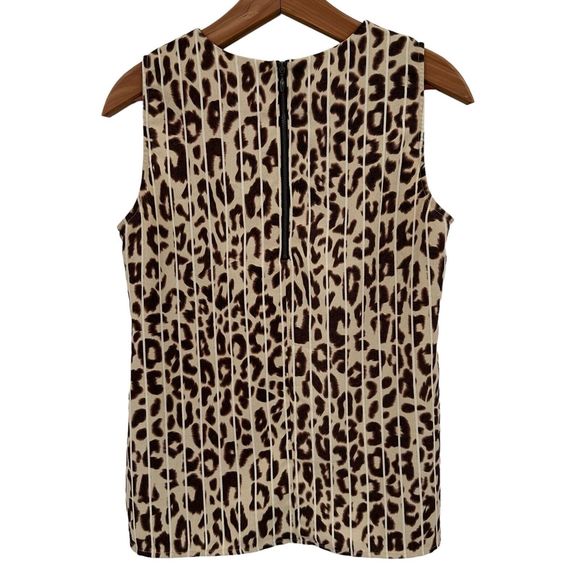 Cabi Top Size Small Women’s Leopard Ginger Bow Sleeveless Tank Shell Tan Brown - Picture 4 of 9